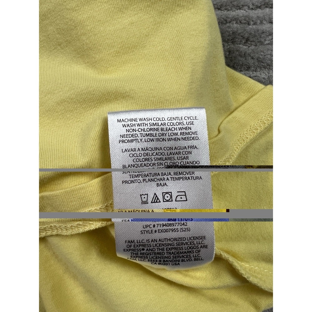 Express Top Womens Large Yellow Short Sleeve Cotton Blend Casual - Picture 12 of 13